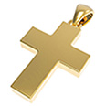 14K Solid Gold Plain Polished Cross Pendant