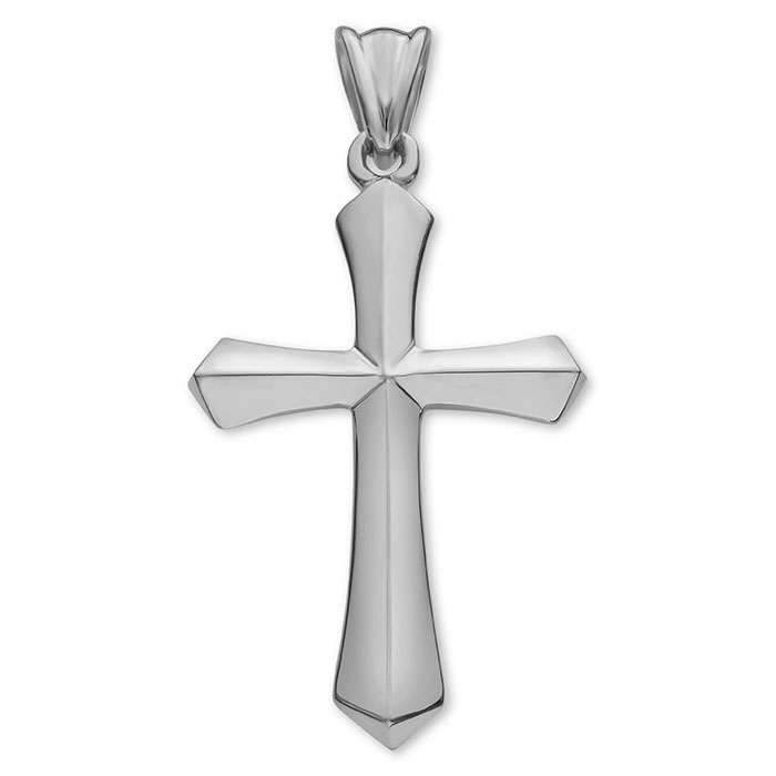 14K White Gold Sword of the Spirit Cross Pendant Necklace