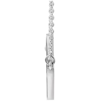 14K White Gold Plain Sideways Cross Necklace 2