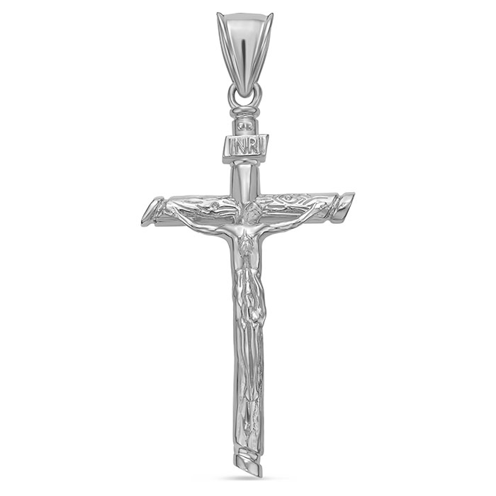 Platinum Wood of the Cross Men's Crucifix Pendant