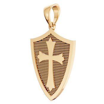 18K Gold Armor of God Shield Cross Pendant 2