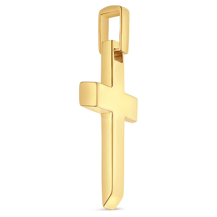22K Gold Beveled Cross Pendant for Men