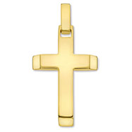 18K Gold Bevel-Edged Cross Pendant for Men