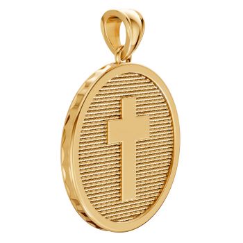 18K Gold Large Cross Disc Medallion Pendant 2