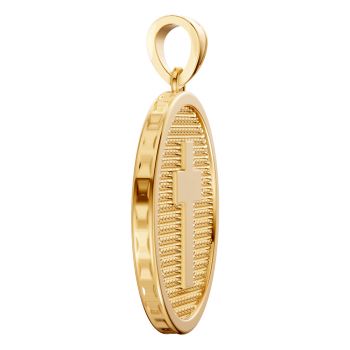 18K Gold Large Cross Disc Medallion Pendant 5