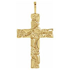 18k gold nugget cross pendant