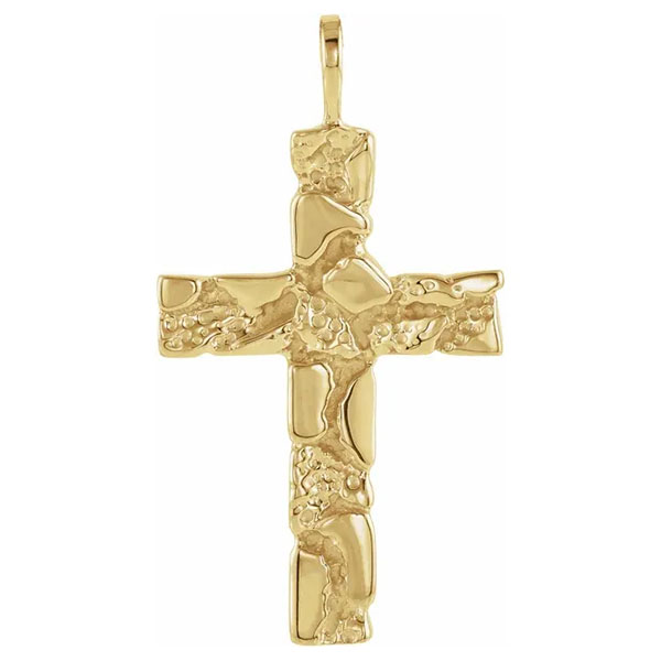 18k gold nugget cross pendant