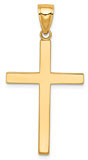 18k gold plain polished cross pendant for men