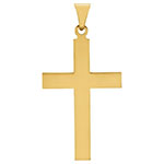 18k gold plain polished men's cross pendant
