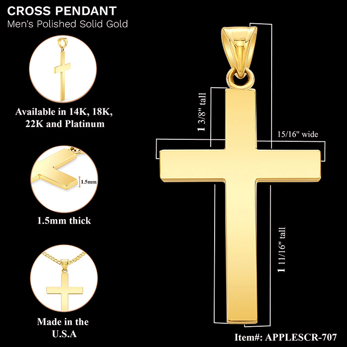 18k gold cross pendant for men