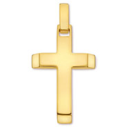 22K Gold Bevel-Edged Men's Cross Pendant