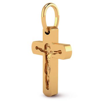 22K Gold Divinely Etched Men's Crucifix Pendant 2