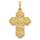 22K Gold Floral Style Cross Pendant for Women