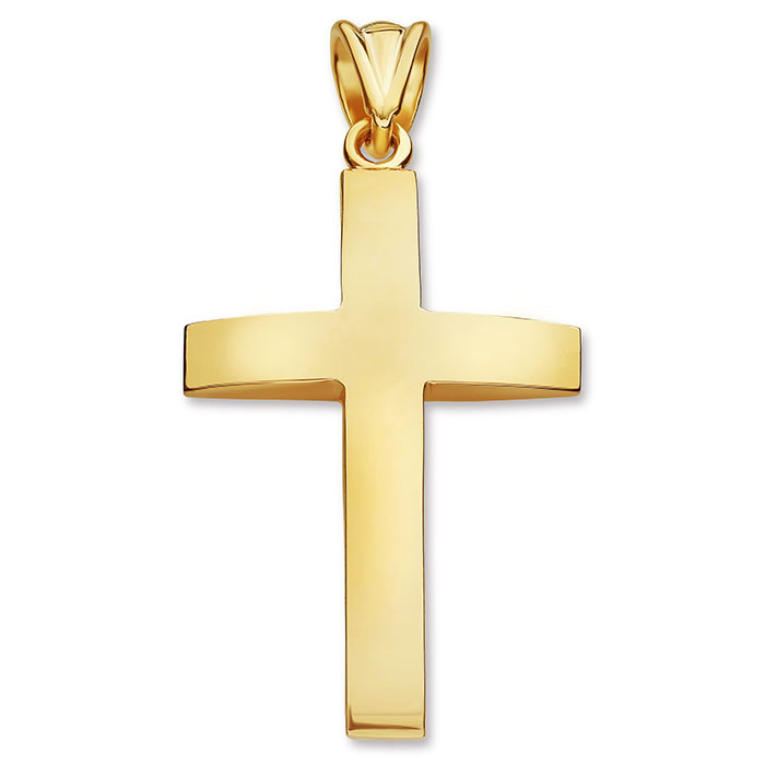22k gold men's beveled polished cross pendant