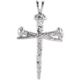 Nail Design Cross Pendant in 14K White Gold