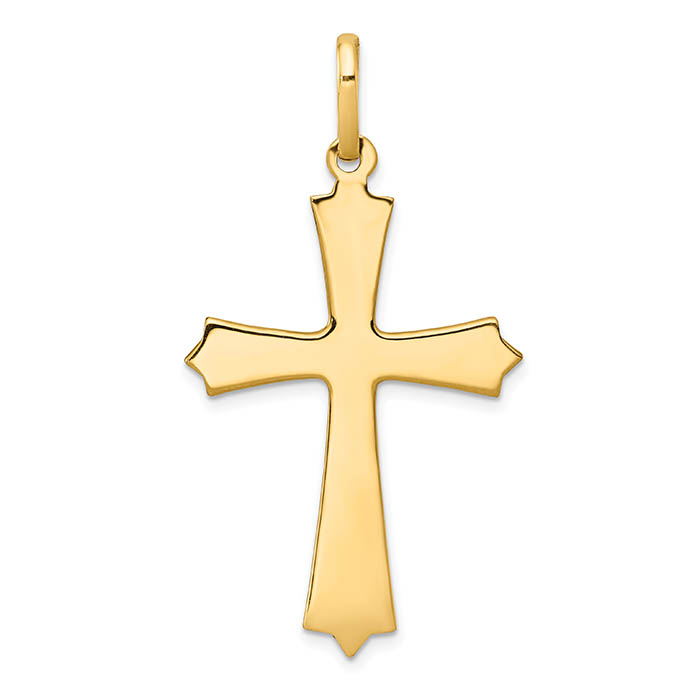 3-pointed plain trinity cross pendant for men 14k gold