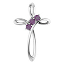 3-Stone Alexandrite Twist Cross Pendant in 14K White Gold