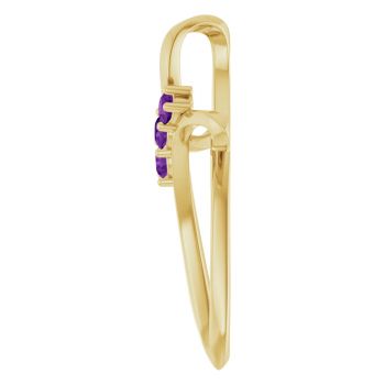 14K Gold 3-Stone Amethyst Spiral Cross Pendant 3