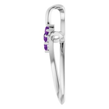 14K White Gold 3-Stone Amethyst Spiral Cross Pendant 3