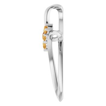 3-Stone Citrine Swirl Cross Pendant in 14K White Gold 3