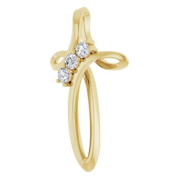 3-Stone CZ Loop Cross Pendant in 14K Gold 2