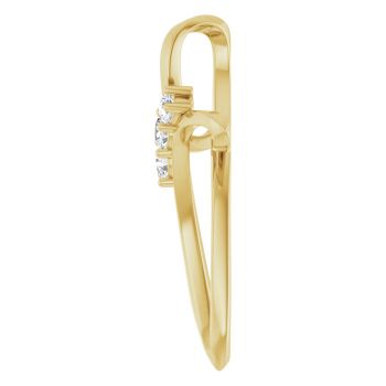 3-Stone CZ Loop Cross Pendant in 14K Gold 3