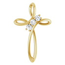 3-Stone CZ Loop Cross Pendant in 14K Gold