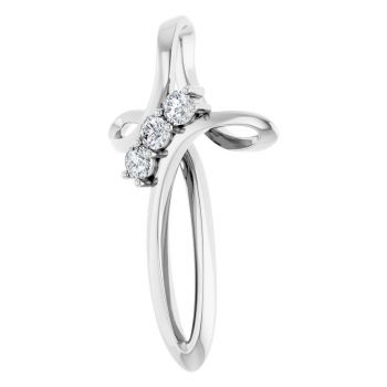 3-Stone CZ Loop Cross Pendant in 14K White Gold 2