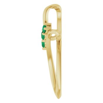 3-Stone Emerald Spiral Cross Pendant in 14K Gold 3