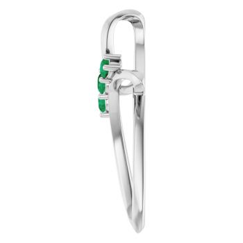 3-Stone Emerald Spiral Cross Pendant in 14K White Gold 3