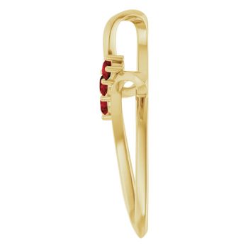14K Gold 3-Stone Garnet Knot Cross Pendant 3