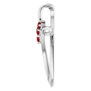 14K White Gold 3-Stone Garnet Knot Cross Pendant 3