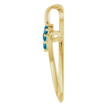 3-Stone London Blue Topaz Twist Cross Pendant in 14K Gold 3