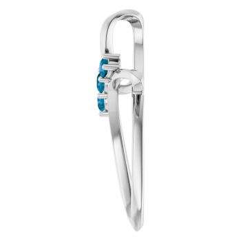 3-Stone London Blue Topaz Twist Cross Pendant in 14K White Gold 3