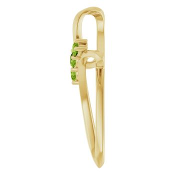 14K Gold 3-Stone Peridot Gemstone Weave Cross Pendant 3