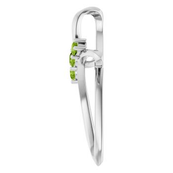 14K White Gold 3-Stone Peridot Gemstone Weave Cross Pendant 3