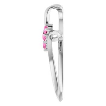 3-Stone Pink Sapphire Loop Cross Pendant in 14K White Gold 3