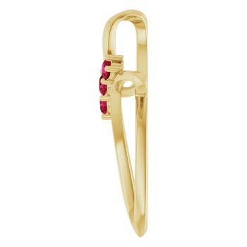 3-Stone Ruby Twist Cross Pendant in 14K Gold 3