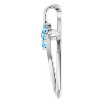 3-Stone Swiss Blue Topaz Swirl Cross Pendant in 14K White Gold 3