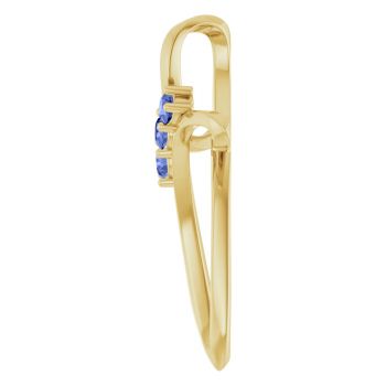 14K Gold 3-Stone Tanzanite Knot Cross Pendant 3