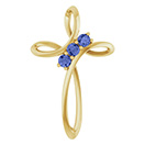 14K Gold 3-Stone Tanzanite Knot Cross Pendant