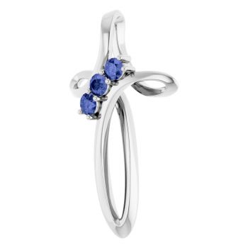 14K White Gold 3-Stone Tanzanite Knot Cross Pendant 2