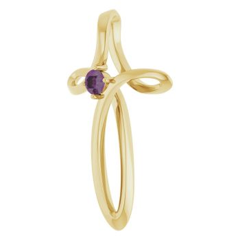 14K Gold Alexandrite Gemstone Twist Cross Pendant 2