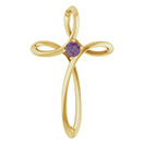 14K Gold Alexandrite Gemstone Twist Cross Pendant