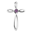 Alexandrite Gemstone Twist Cross Pendant in 14K White Gold