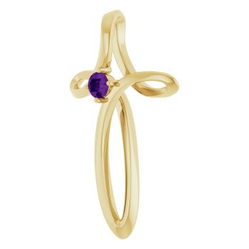 14K Gold Amethyst Spiral Cross Pendant 2