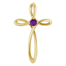 14K Gold Amethyst Spiral Cross Pendant
