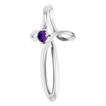 14K White Gold Amethyst Spiral Cross Pendant 2