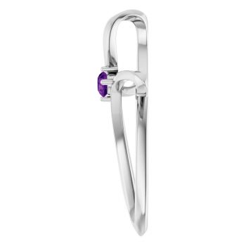 14K White Gold Amethyst Spiral Cross Pendant 3
