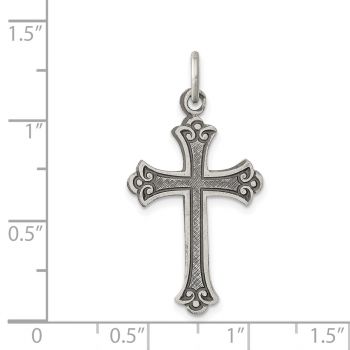 Antiqued Scroll Budded Cross Pendant, Sterling Silver 3